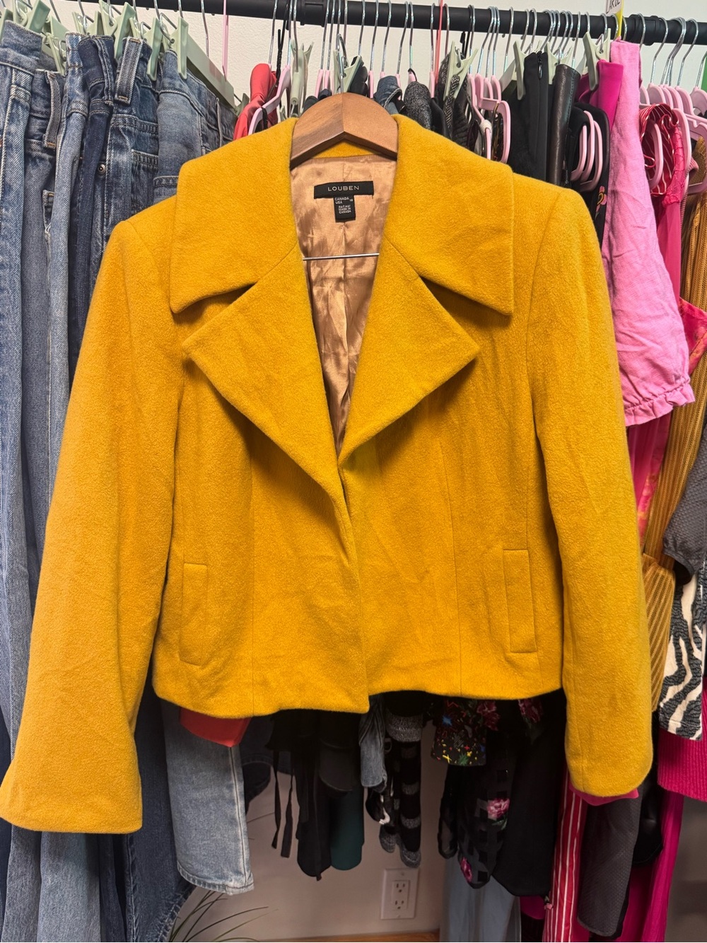 Vintage Louben Cashmere Wool Blend Cropped Peacoat
